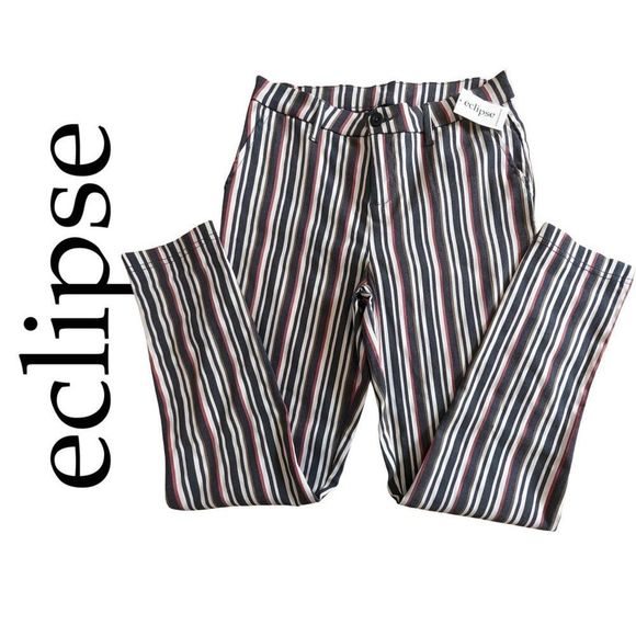 NEW Stripped Mild Stretch Stripped Office Pants with rear pockets Size Small - Picture 1 of 11